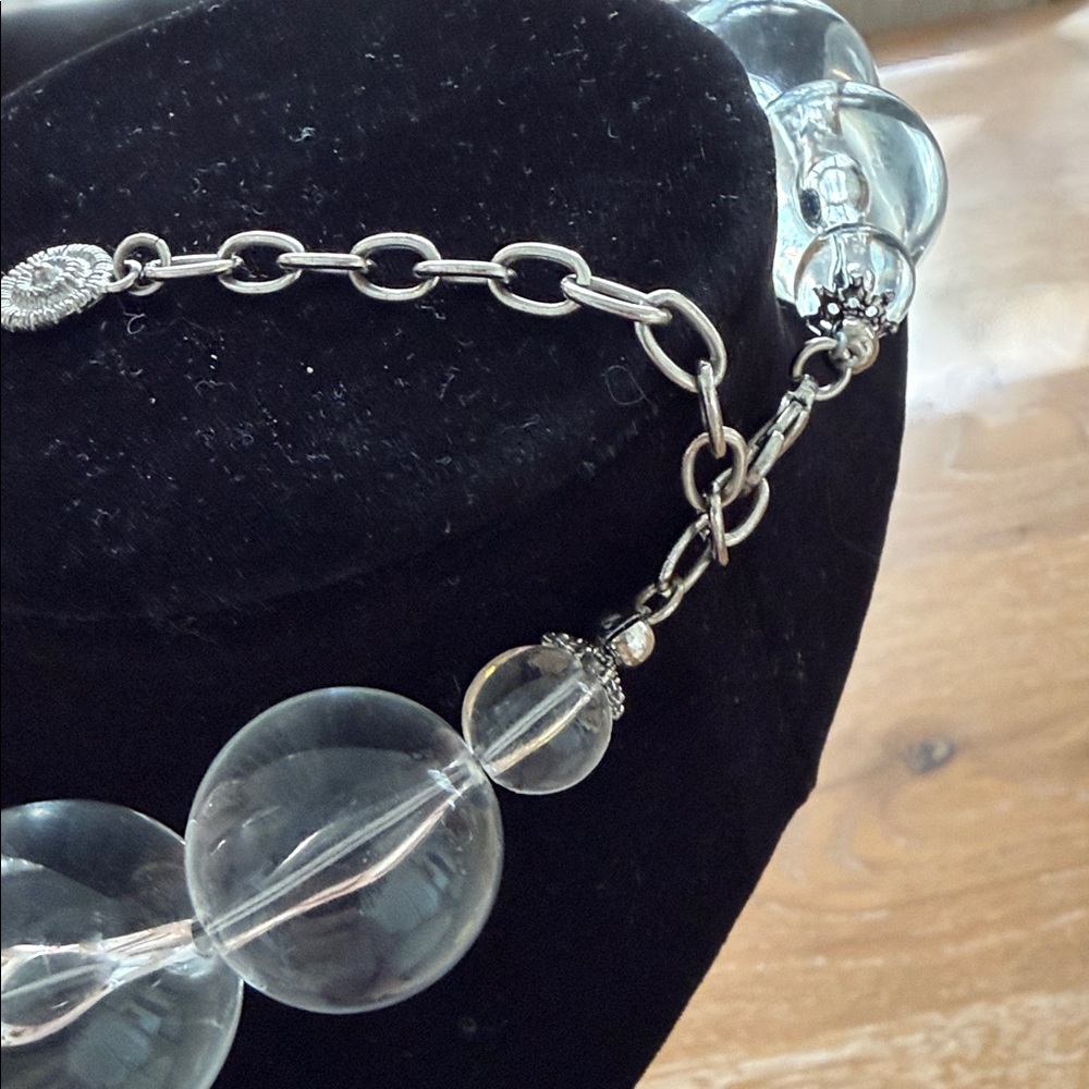Clear Beaded Statement Necklace - Picture 8 of 8